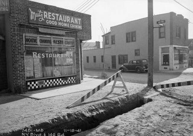 "New York Boulevard and 146th Road, Meitz Restaurant. November 18, 1941."